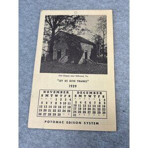 Vintage Thanksgiving 1939 Potomac Edison System Calendar Brochure Pilgrim Colony